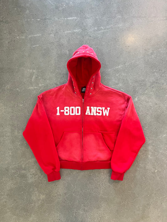 Red “1-800 ANSW” Zip up